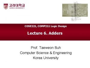 COSE 221 COMP 211 Logic Design Lecture 6