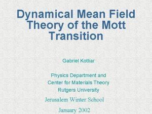 Dynamical Mean Field Theory of the Mott Transition