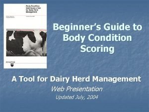 Beginners Guide to Body Condition Scoring A Tool