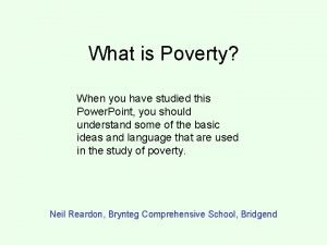 Poverty definition economics