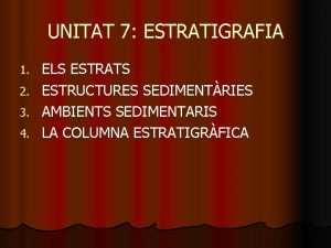 UNITAT 7 ESTRATIGRAFIA 1 2 3 4 ELS