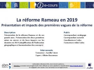 La rforme Rameau en 2019 Prsentation et impacts