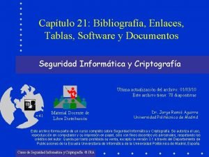 Captulo 21 Bibliografa Enlaces Tablas Software y Documentos