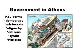 Government in Athens Key Terms democracy aristocrats oligarchy