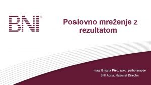 Poslovno mreenje z rezultatom mag Brigita Pirc spec