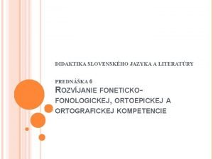 Didaktika slovenského jazyka
