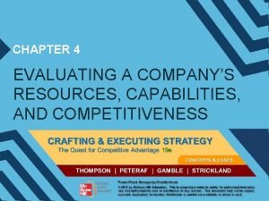 CHAPTER 4 EVALUATING A COMPANYS RESOURCES CAPABILITIES AND