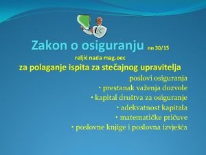 Zakon o osiguranju nn 3015 relji nada mag