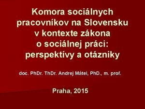 Komora socilnych pracovnkov na Slovensku v kontexte zkona