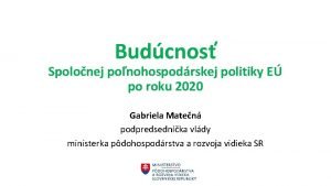 Budcnos Spolonej ponohospodrskej politiky E po roku 2020