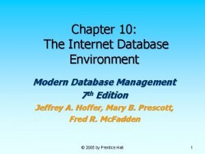 Chapter 10 The Internet Database Environment Modern Database