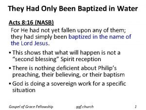 They Had Only Been Baptized in Water Acts