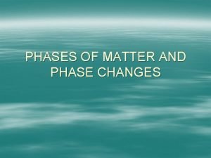 Phase change formula