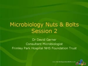 Microbiology Nuts Bolts Session 2 Dr David Garner