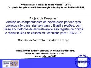 Universidade Federal de Minas Gerais UFMG Grupo de