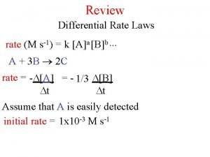 Review Differential Rate Laws rate M s1 k