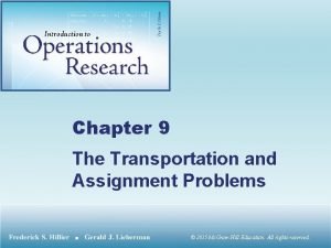 Chapter 9 transportation and assignment models solutions