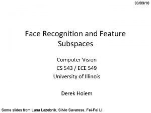 030910 Face Recognition and Feature Subspaces Computer Vision