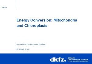 11302020 Energy Conversion Mitochondria and Chloroplasts Review lecture