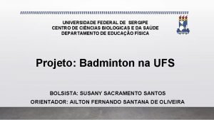 UNIVERSIDADE FEDERAL DE SERGIPE CENTRO DE CINCIAS BIOLOGICAS