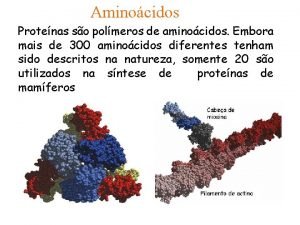 Aminocidos Protenas so polmeros de aminocidos Embora mais