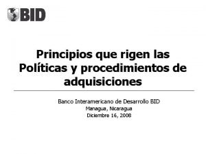 Principios que rigen las Polticas y procedimientos de