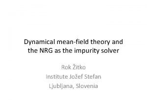 Dynamical meanfield theory and the NRG as the