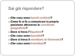 Sai gi rispondere Che cosa sono i punti