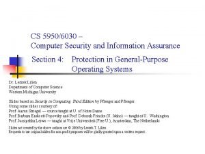 CS 59506030 Computer Security and Information Assurance Section