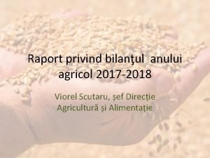 Raport privind bilanul anului agricol 2017 2018 Viorel