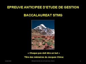 EPREUVE ANTICIPEE DETUDE DE GESTION BACCALAUREAT STMG Chaque