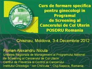 Curs de formare specifica pentru ginecologi in Programul