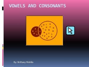 VOWELS AND CONSONANTS By Brittany Wahila What is