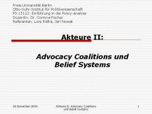 Freie Universitt Berlin OttoSuhrInstitut fr Politikwissenschaft PS 15122