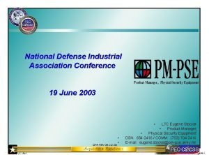 National Defense Industrial Association Conference 19 June 2003