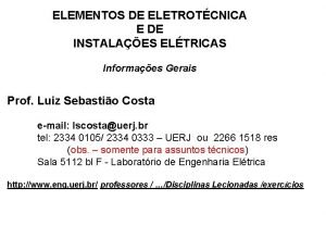 ELEMENTOS DE ELETROTCNICA E DE INSTALAES ELTRICAS Informaes