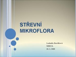 STEVN MIKROFLORA Ludmila Burdkov MBB II 10 3