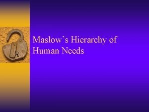 Maslows Hierarchy of Human Needs Maslow defined a