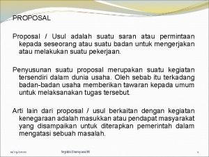 Usul dan saran