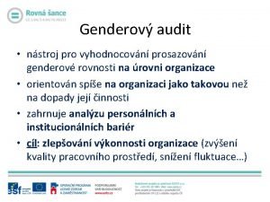 Genderov audit nstroj pro vyhodnocovn prosazovn genderov rovnosti