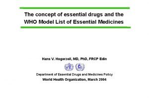 Concept of essential drugs