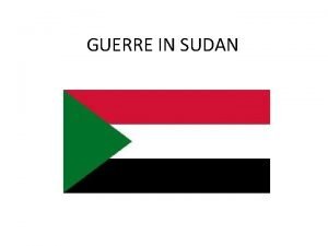 GUERRE IN SUDAN Il Sudan lo stato pi
