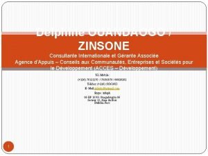 Delphine OUANDAOGO ZINSONE Consultante Internationale et Grante Associe