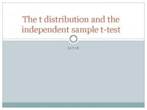 The t distribution and the independent sample ttest