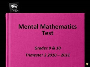 Mental Mathematics Test Grades 9 10 Trimester 2