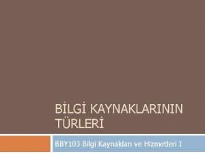 Bilgi kaynakları türleri