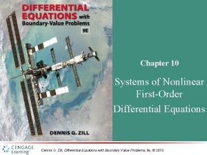 Chapter 10 Systems of Nonlinear FirstOrder Differential Equations