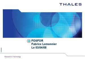 1242020 FOSFOR Fabrice Lemonnier Le 030408 Research Technology