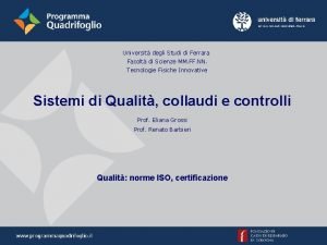 Universit degli Studi di Ferrara Facolt di Scienze