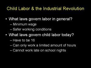 Child labour industrial revolution Child labour industrial revolution